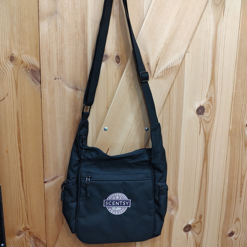 Scentsy Consultant Messenger Black Travel Bag Logo Organizer Business Adjustable
